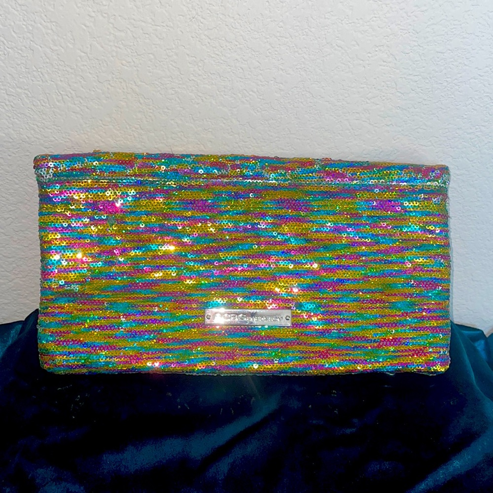 Multicolored BCBG Generation sequin clutch